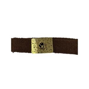 St. John Brown knit golden buckle belt size S